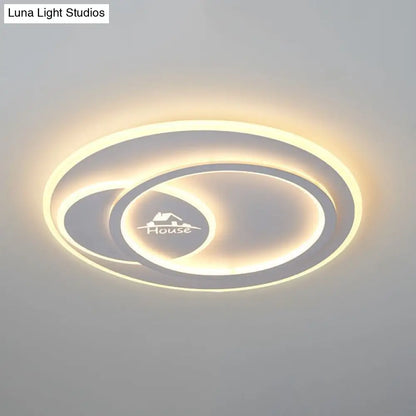 DecorBites™ DecorBites™ Modern LED Circular Ceiling Flush Mount in Warm/White Light with Acrylic House Pattern