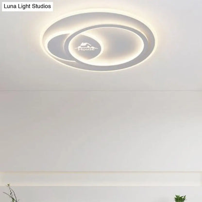 DecorBites™ DecorBites™ Modern LED Circular Ceiling Flush Mount in Warm/White Light with Acrylic House Pattern