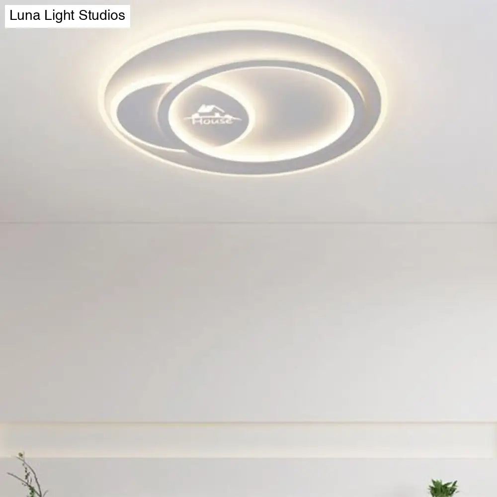 DecorBites™ DecorBites™ Modern LED Circular Ceiling Flush Mount in Warm/White Light with Acrylic House Pattern