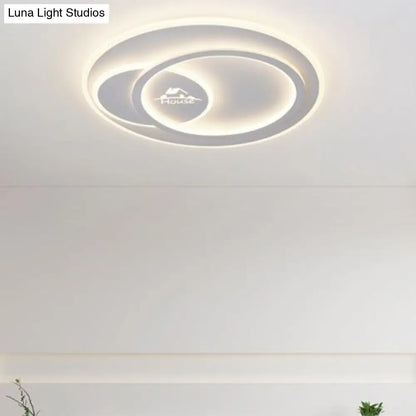 DecorBites™ DecorBites™ Modern LED Circular Ceiling Flush Mount in Warm/White Light with Acrylic House Pattern