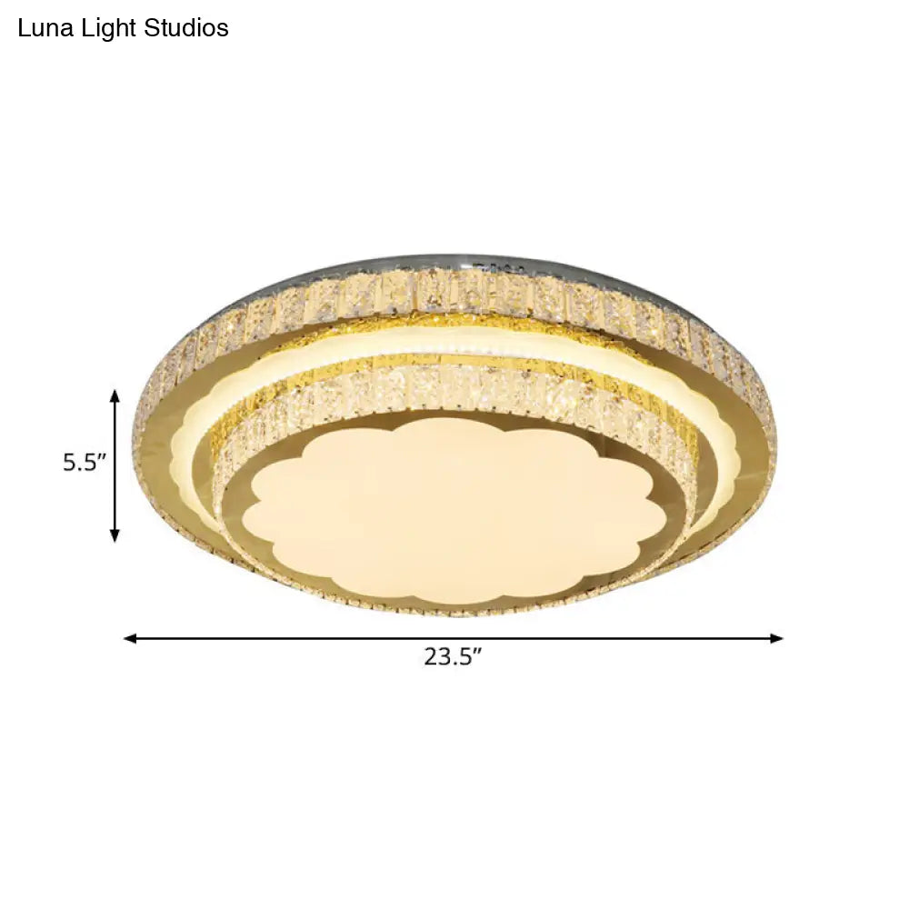 DecorBites™ DecorBites™ Modern LED Clear Crystal Ceiling Fixture, Stainless Steel Flush Mount Lamp