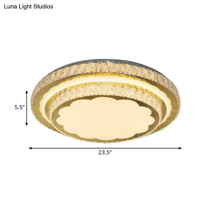 DecorBites™ DecorBites™ Modern LED Clear Crystal Ceiling Fixture, Stainless Steel Flush Mount Lamp
