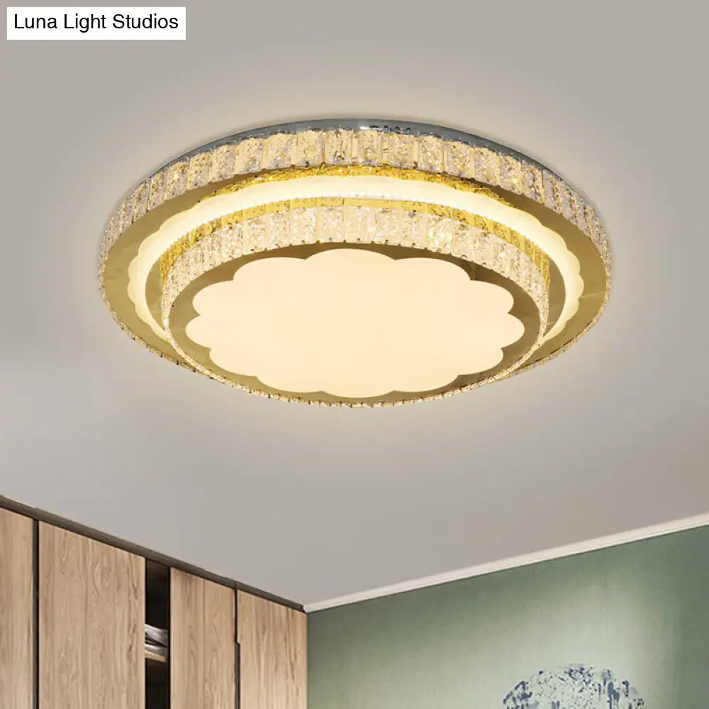 DecorBites™ DecorBites™ Modern LED Clear Crystal Ceiling Fixture, Stainless Steel Flush Mount Lamp