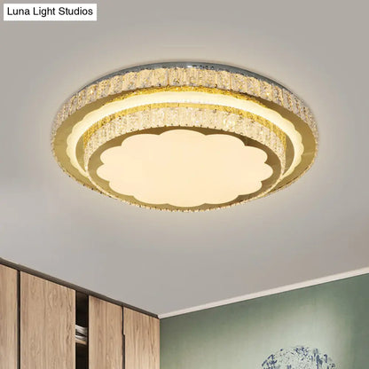 DecorBites™ DecorBites™ Modern LED Clear Crystal Ceiling Fixture, Stainless Steel Flush Mount Lamp