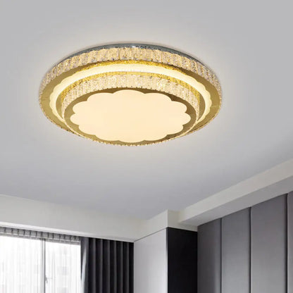 DecorBites™ DecorBites™ Modern LED Clear Crystal Ceiling Fixture, Stainless Steel Flush Mount Lamp