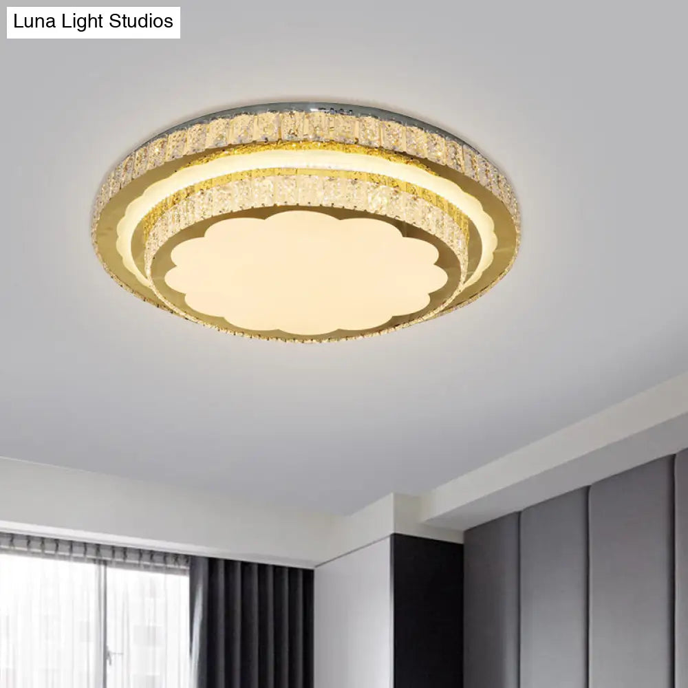 DecorBites™ DecorBites™ Modern LED Clear Crystal Ceiling Fixture, Stainless Steel Flush Mount Lamp