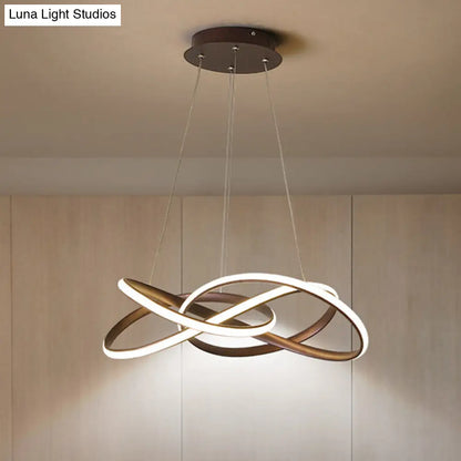 ثريا قهوة LED حديثة - إضاءة بيضاء/دافئة - تصميم منحني سلس