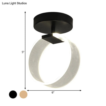 DecorBites™ DecorBites™ Modern LED Corridor Ceiling Lamp - Black/Gold Semi Flush Mount with Acrylic Shade