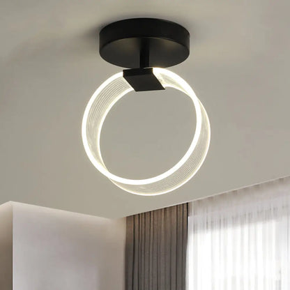 DecorBites™ DecorBites™ Modern LED Corridor Ceiling Lamp - Black/Gold Semi Flush Mount with Acrylic Shade