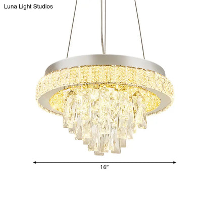 DecorBites™ Lámpara de techo LED moderna de cristal con facetas en cascada y diseño de aro cromado