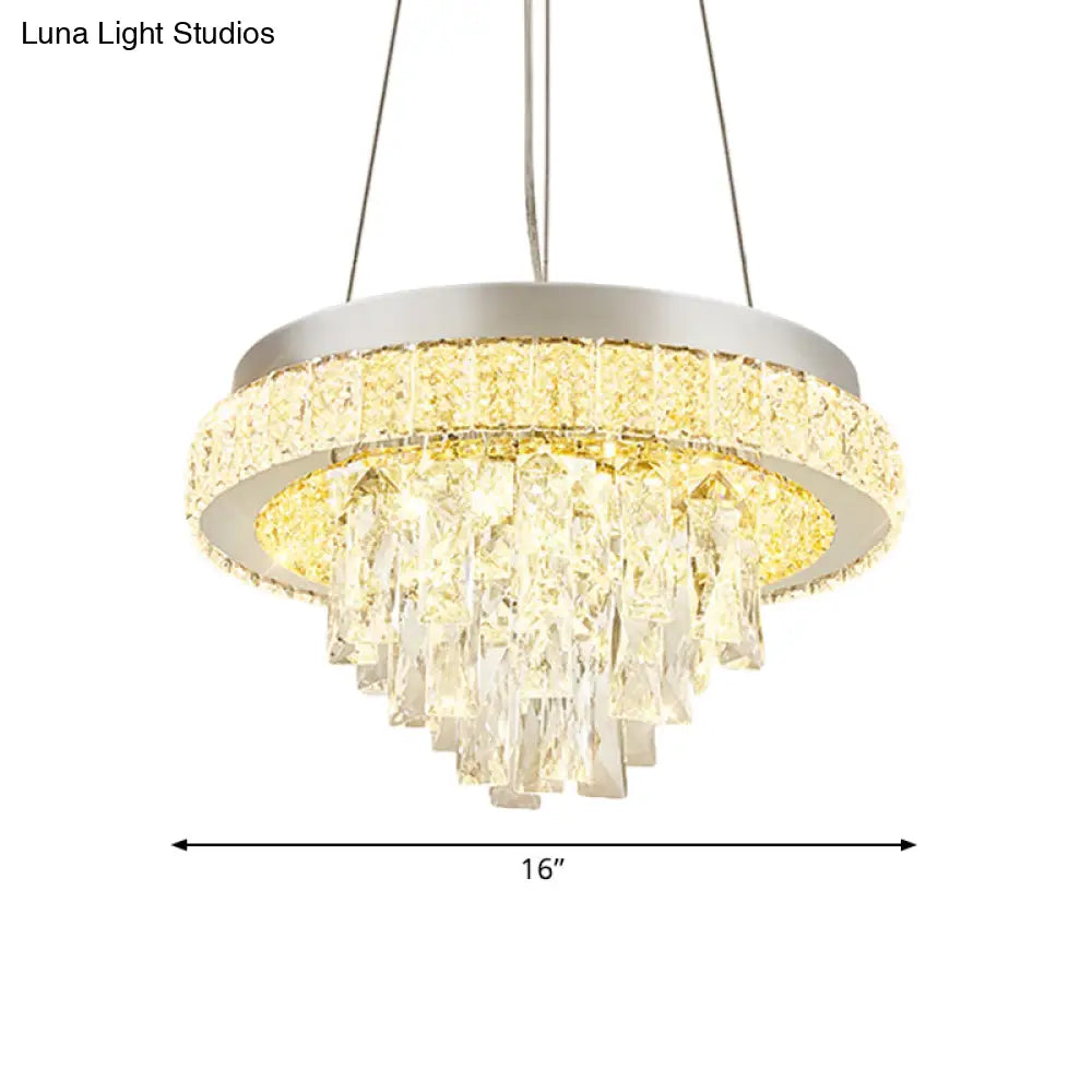 DecorBites™ Lámpara de techo LED moderna de cristal con facetas en cascada y diseño de aro cromado