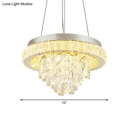 DecorBites™ Lámpara de techo LED moderna de cristal con facetas en cascada y diseño de aro cromado