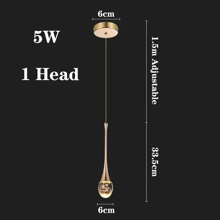 Modern LED Crystal Chandelier for Home Decor - 1 head / Gold / Cold White - Chandelier