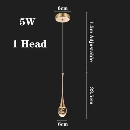 Modern LED Crystal Chandelier for Home Decor - 1 head / Gold / Cold White - Chandelier