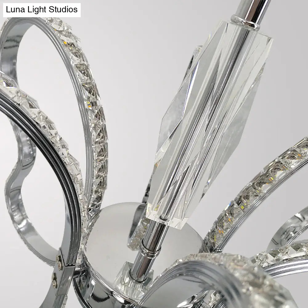 Lámpara de techo colgante moderna LED con forma de corazón de cristal - Cromada, luz blanca cálida