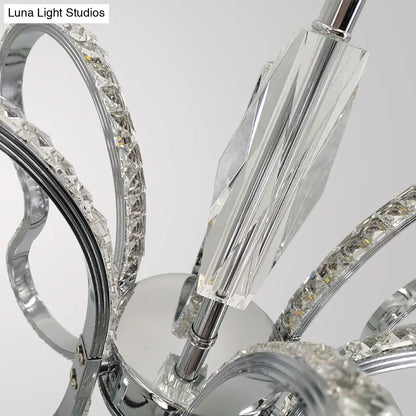 Lámpara de techo colgante moderna LED con forma de corazón de cristal - Cromada, luz blanca cálida