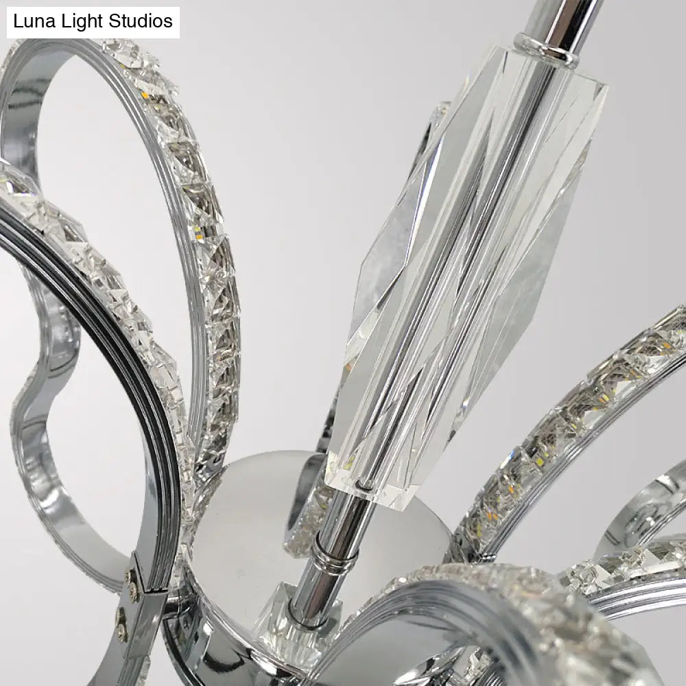 Lámpara de techo colgante moderna LED con forma de corazón de cristal - Cromada, luz blanca cálida