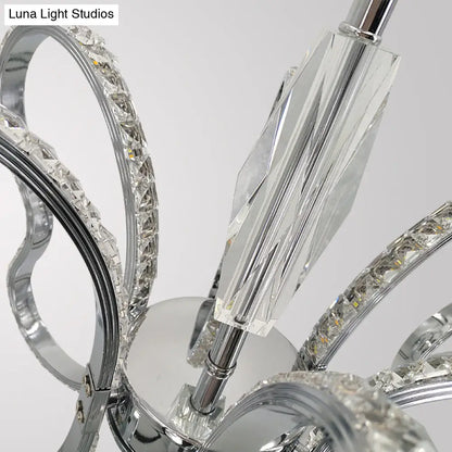 Lámpara de techo colgante moderna LED con forma de corazón de cristal - Cromada, luz blanca cálida