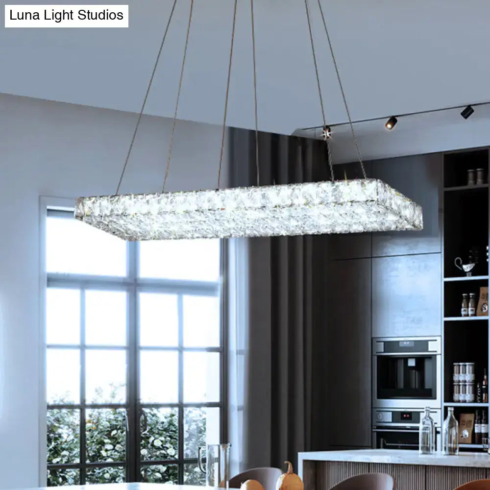 DecorBites™ modern led rectangular island chandelier crystal encrusted for dining room 220v-240v 110v-120v lighting