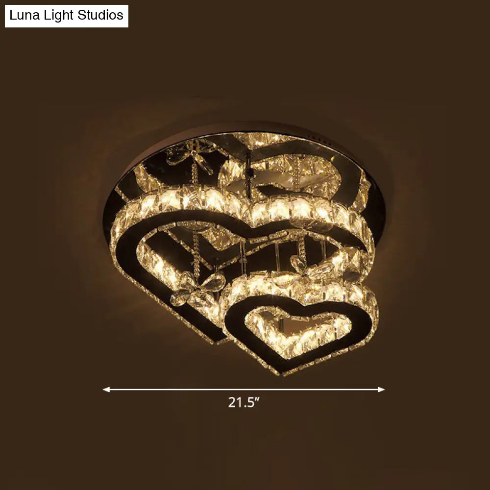 Lámpara de techo DecorBites™ Moderna LED con forma de corazón de cristal - Biselada, transparente, semiempotrada