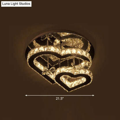 Lámpara de techo DecorBites™ Moderna LED con forma de corazón de cristal - Biselada, transparente, semiempotrada