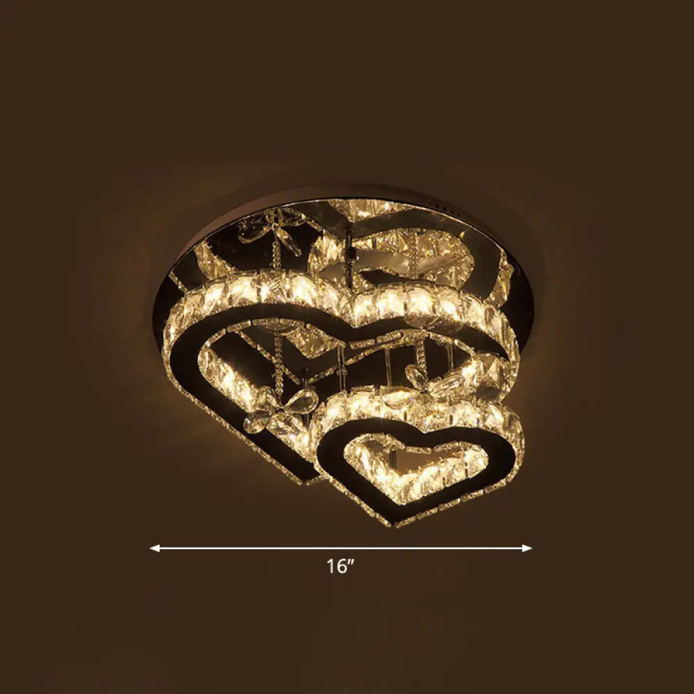 Lámpara de techo DecorBites™ Moderna LED con forma de corazón de cristal - Biselada, transparente, semiempotrada