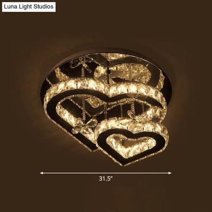 Lámpara de techo DecorBites™ Moderna LED con forma de corazón de cristal - Biselada, transparente, semiempotrada