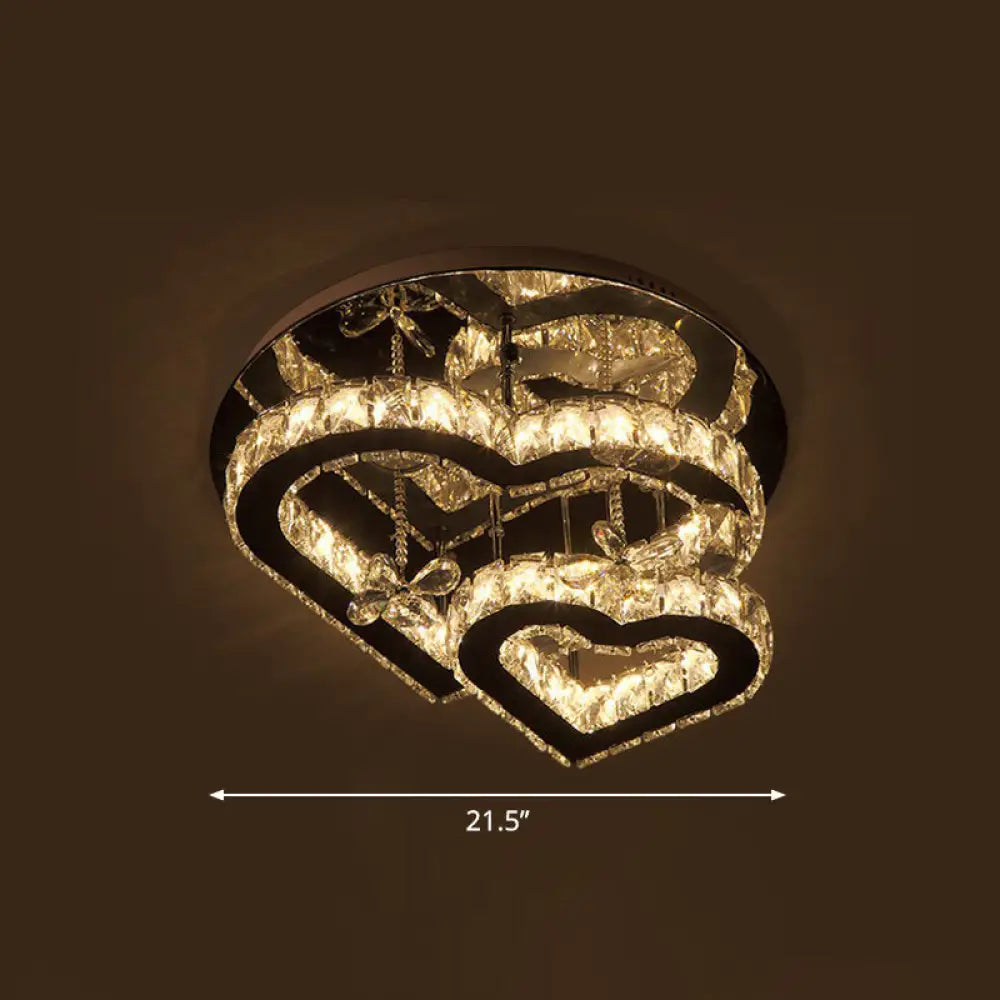 Lámpara de techo DecorBites™ Moderna LED con forma de corazón de cristal - Biselada, transparente, semiempotrada
