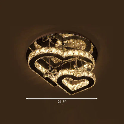 Lámpara de techo DecorBites™ Moderna LED con forma de corazón de cristal - Biselada, transparente, semiempotrada