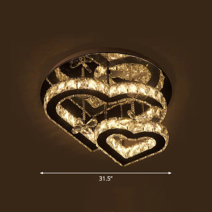 Lámpara de techo DecorBites™ Moderna LED con forma de corazón de cristal - Biselada, transparente, semiempotrada