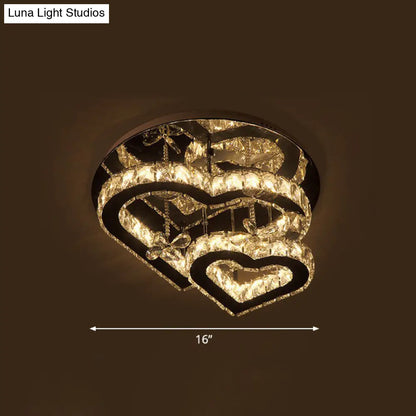 Lámpara de techo DecorBites™ Moderna LED con forma de corazón de cristal - Biselada, transparente, semiempotrada