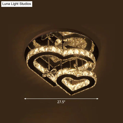 Lámpara de techo DecorBites™ Moderna LED con forma de corazón de cristal - Biselada, transparente, semiempotrada