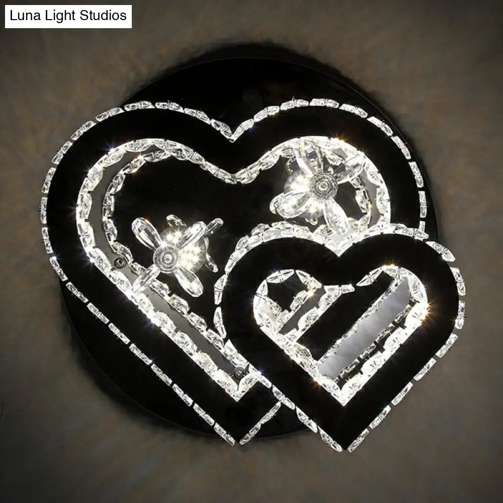 Lámpara de techo DecorBites™ Moderna LED con forma de corazón de cristal - Biselada, transparente, semiempotrada