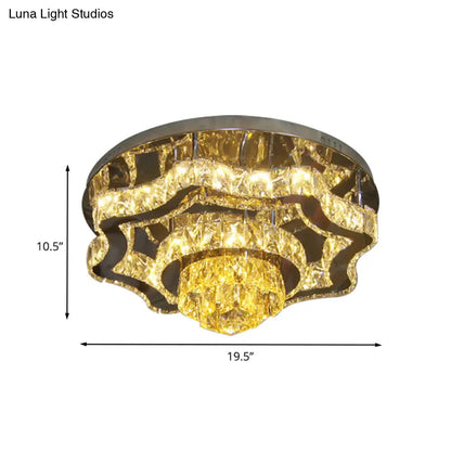 DecorBites™ Lámpara de techo semiempotrada moderna LED de cristal cromado pulido con ondas escalonadas y dosel rectangular/redondo