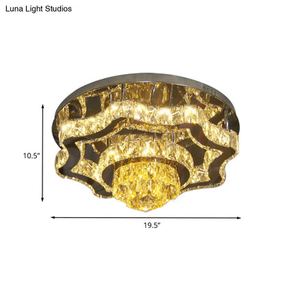 DecorBites™ Lámpara de techo semiempotrada moderna LED de cristal cromado pulido con ondas escalonadas y dosel rectangular/redondo