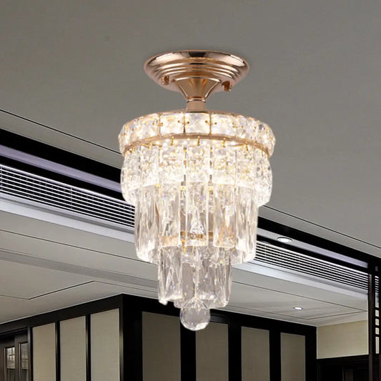 DecorBites™ DecorBites™ Modern LED Crystal Semi Flush Ceiling Light in Gold Tone