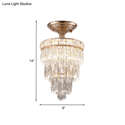 DecorBites™ DecorBites™ Modern LED Crystal Semi Flush Ceiling Light in Gold Tone