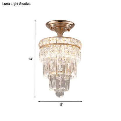 DecorBites™ DecorBites™ Modern LED Crystal Semi Flush Ceiling Light in Gold Tone