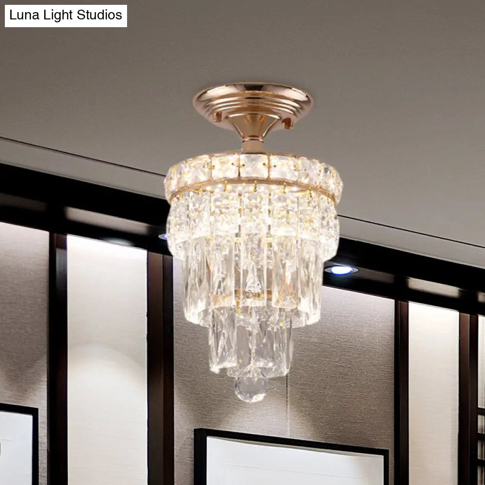 DecorBites™ DecorBites™ Modern LED Crystal Semi Flush Ceiling Light in Gold Tone
