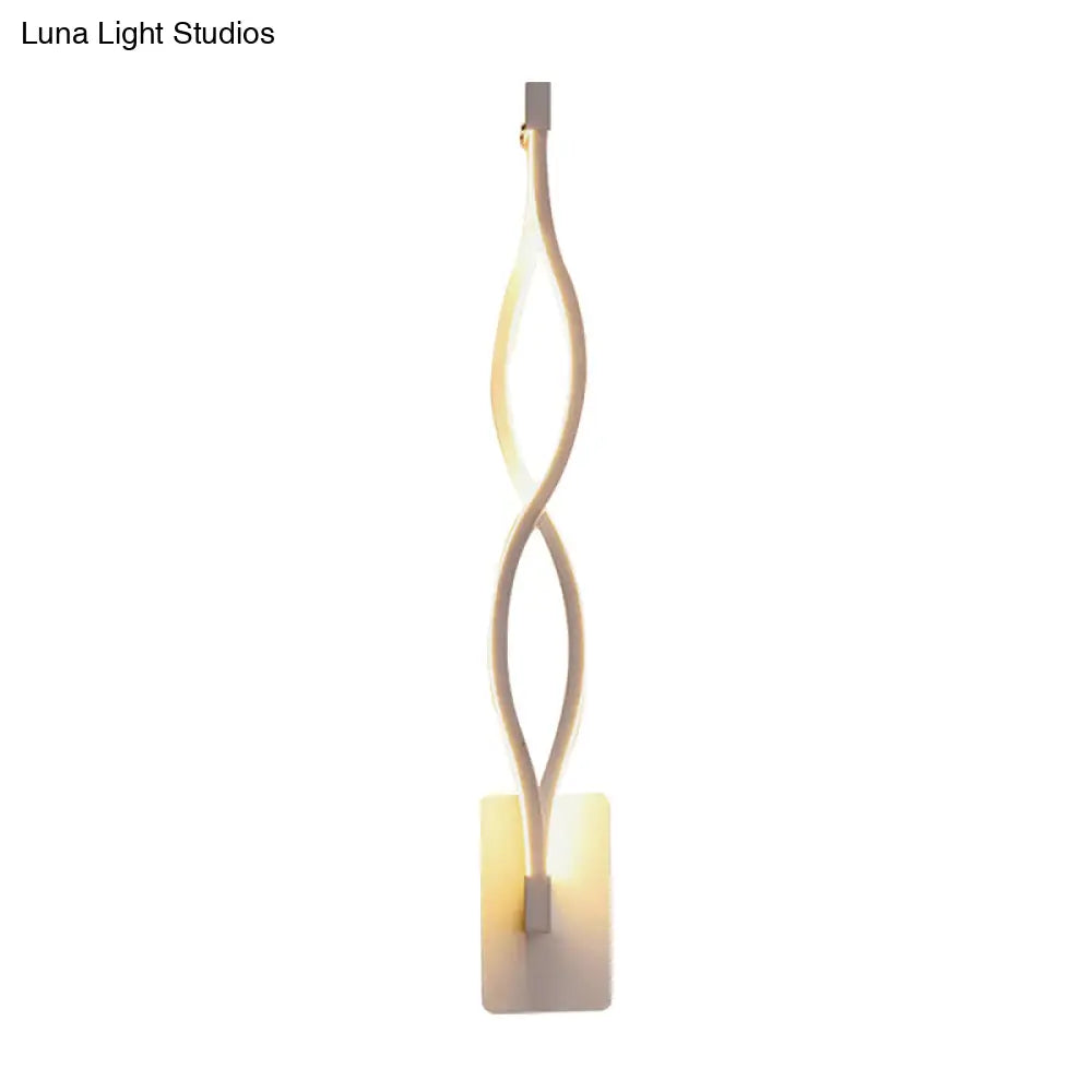 DecorBites™ DecorBites™ Modern LED Curvy Wall Sconce Light, Black/White, Acrylic Shade, Warm/White Light