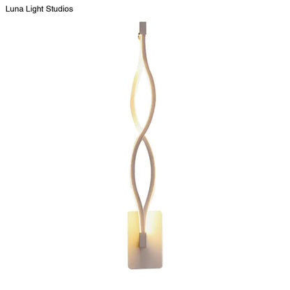 DecorBites™ DecorBites™ Modern LED Curvy Wall Sconce Light, Black/White, Acrylic Shade, Warm/White Light