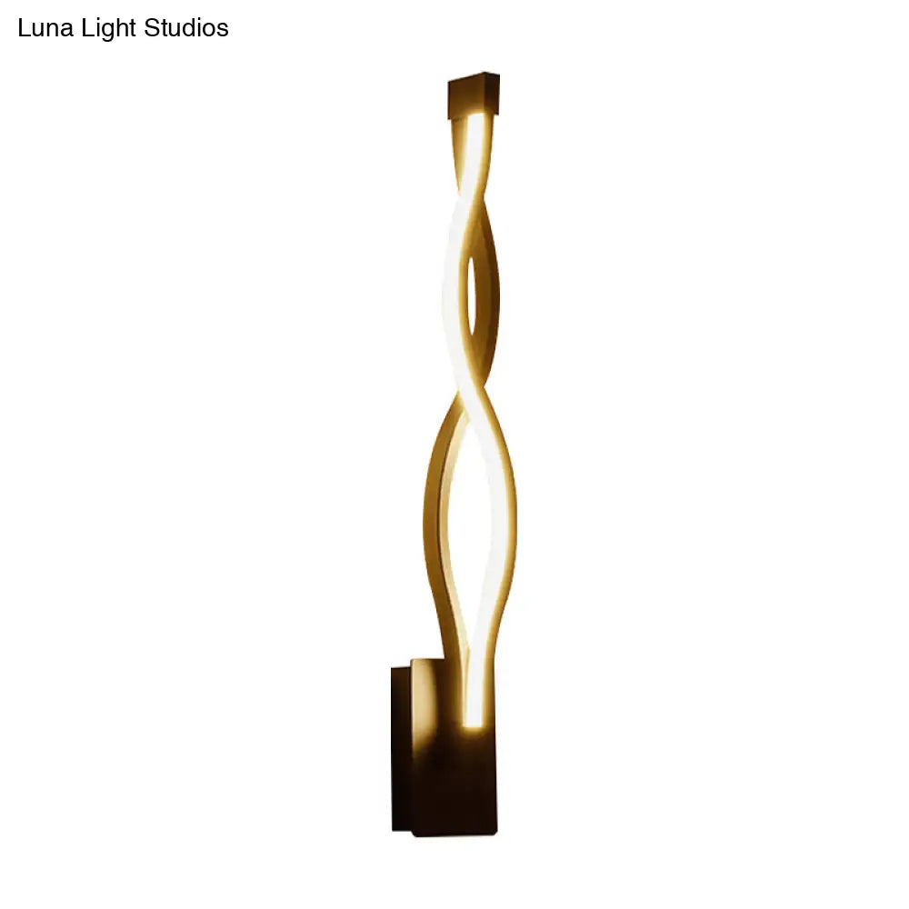 DecorBites™ DecorBites™ Modern LED Curvy Wall Sconce Light, Black/White, Acrylic Shade, Warm/White Light