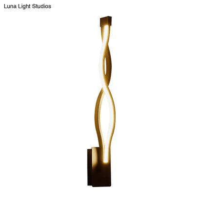 DecorBites™ DecorBites™ Modern LED Curvy Wall Sconce Light, Black/White, Acrylic Shade, Warm/White Light