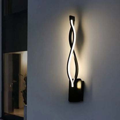 DecorBites™ DecorBites™ Modern LED Curvy Wall Sconce Light, Black/White, Acrylic Shade, Warm/White Light