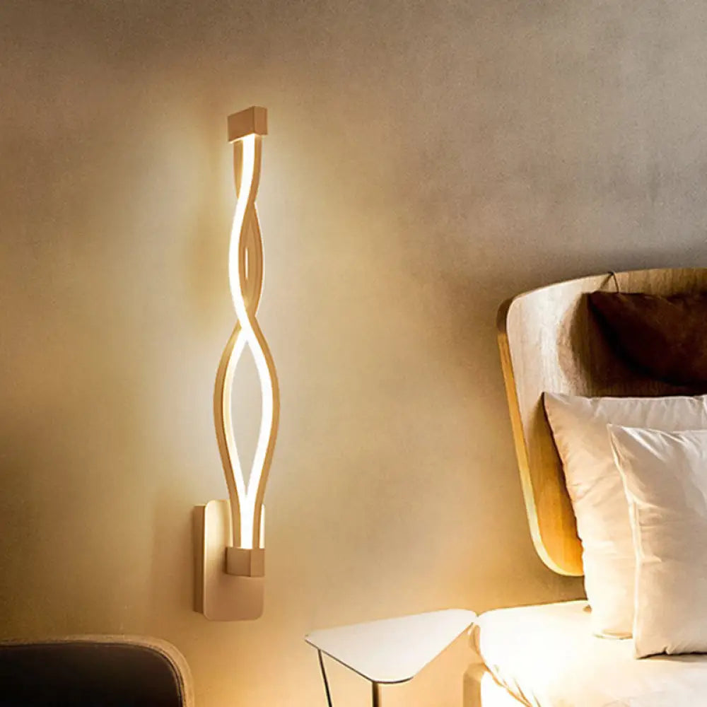 DecorBites™ DecorBites™ Modern LED Curvy Wall Sconce Light, Black/White, Acrylic Shade, Warm/White Light