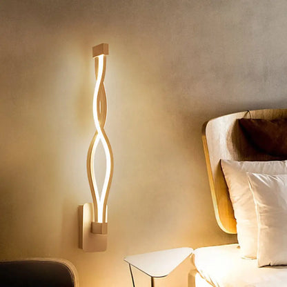 DecorBites™ DecorBites™ Modern LED Curvy Wall Sconce Light, Black/White, Acrylic Shade, Warm/White Light