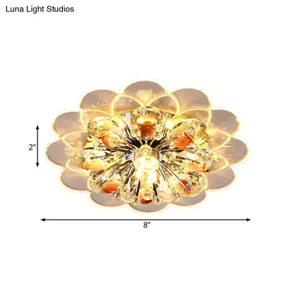 DecorBites™ DecorBites™ Modern LED Floral Crystal Flush Mount Ceiling Light - Red for Porch, Pink/White/Warm Lighting