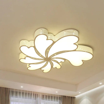 DecorBites™ DecorBites™ Modern LED Flower Bedroom Flush Mount Light in White with Iron Frame