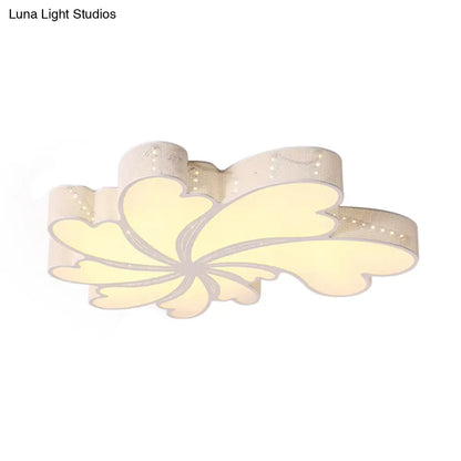 DecorBites™ DecorBites™ Modern LED Flower Bedroom Flush Mount Light in White with Iron Frame