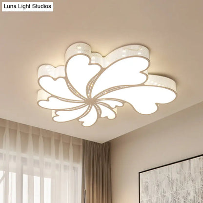 DecorBites™ DecorBites™ Modern LED Flower Bedroom Flush Mount Light in White with Iron Frame